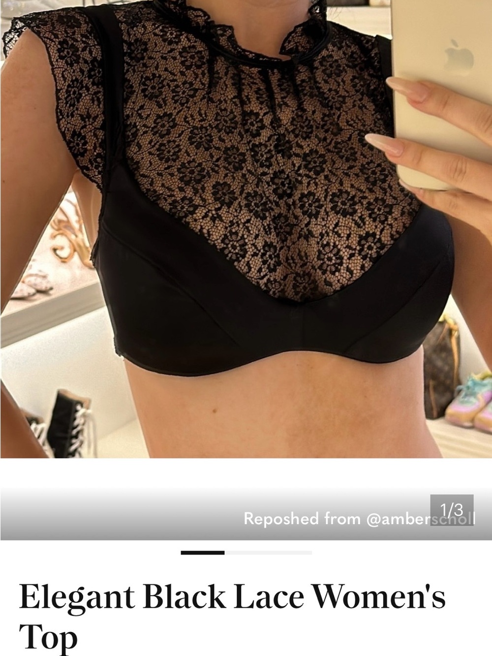 Victoria's Secret Black Lace High-Neck Bralette